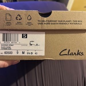 Clarks. Black. Strap. Sandal.